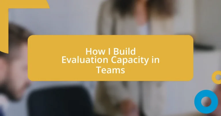 How I Build Evaluation Capacity in Teams