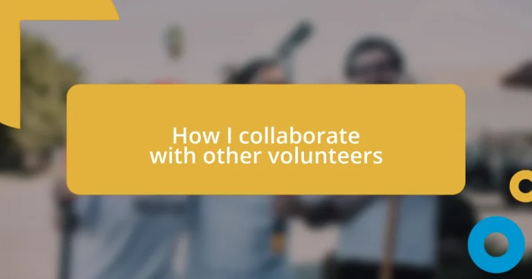 How I collaborate with other volunteers