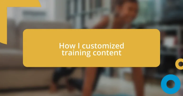 How I customized training content