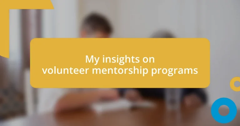 My insights on volunteer mentorship programs