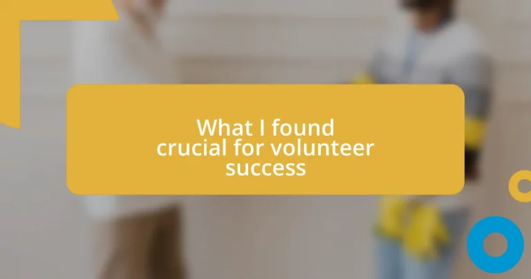 What I found crucial for volunteer success