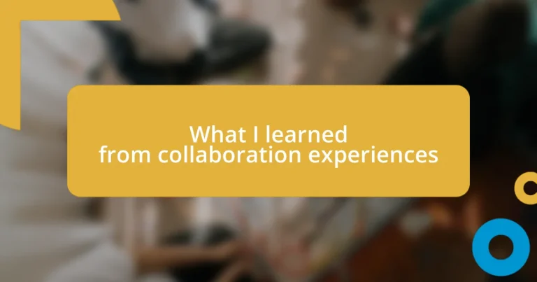 What I learned from collaboration experiences