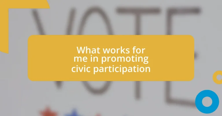 What works for me in promoting civic participation